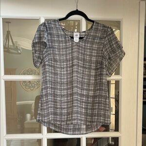 CAbi Women's Black and White Plaid Blouse